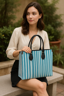 Decorative Stripes Leather Shopper Bag Multi