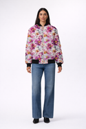 Leopards & Peonies Silk Bomber Jacket Symphony Grey