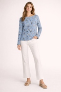 Cheetahs & Monkeys Women's Boat Neckline Sweatshirt With Chest Pocket Wedgewood Blue