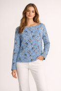 Cheetahs & Monkeys Women's Boat Neckline Sweatshirt With Chest Pocket Wedgewood Blue