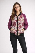 Leopards & Peonies Women's Bomber Jacket Fuchsia Rose