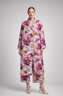 Leopards & Peonies Neoprene Trench Coat Symphony Grey