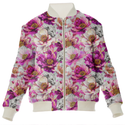 Leopards & Peonies Silk Bomber Jacket Symphony Grey