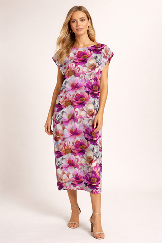 Leopards & Peonies Square Dress Symphony Grey