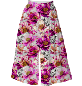 Leopards & Peonies Culottes Symphony Grey