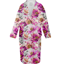 Leopards & Peonies Neoprene Trench Coat Symphony Grey