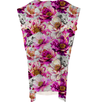 Leopards & Peonies Square Dress Symphony Grey