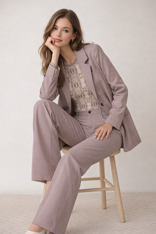 Solid Colour Women's Leisure Blazer Light Heather