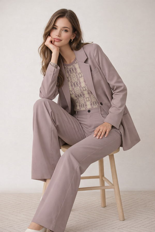 Solid Colour Women's Leisure Blazer Light Heather