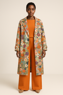 Meadow Flower Neoprene Trench Coat Multi