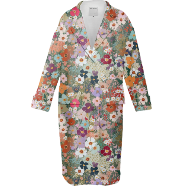 Meadow Flower Neoprene Trench Coat Multi