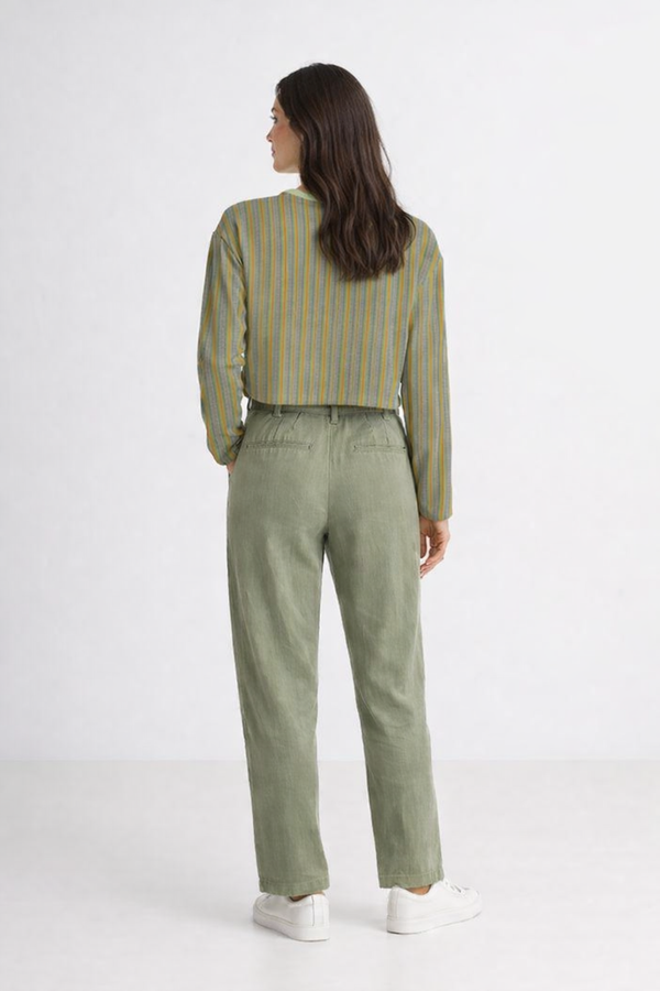 Multi Colour Stripes Women's Cropped Sweatshirt Earthly Olive