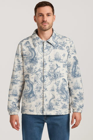NAUTICAL MERMAIDS & SHIPS MEN'S COACH JACKET MULTI