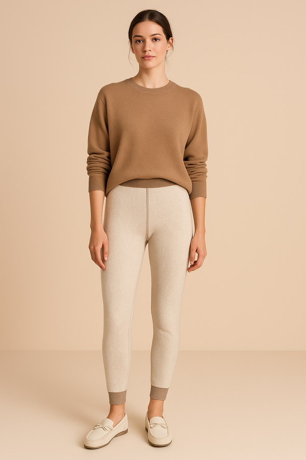 Neutral Nature Pattern Women's Cashmere Leggings Natural Light Taupe