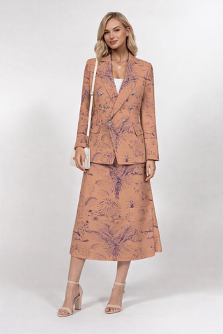 Palm Trees & Lions Women's Double Breasted Blazer Light Tangerine