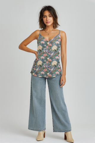 PASTEL BIRDS DRAWSTRING CAMISOLE MULTI