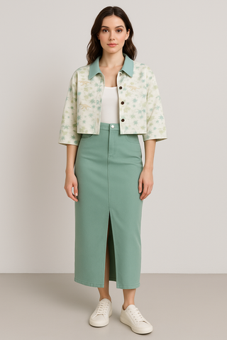 PASTEL TROPICS WOMEN'S CROPPED JACKET PASTEL DUCK EGG BLUE