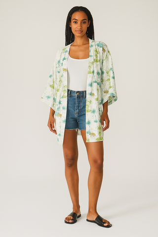PASTEL TROPICS WOMEN'S KIMONO JACKET/ROBE MULTI