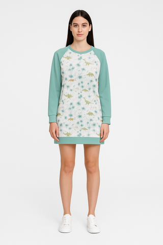 PASTEL TROPICS WOMEN'S ROUND NECK RAGLAN SLEEVE SWEATER PASTEL DUCK EGG BLUE