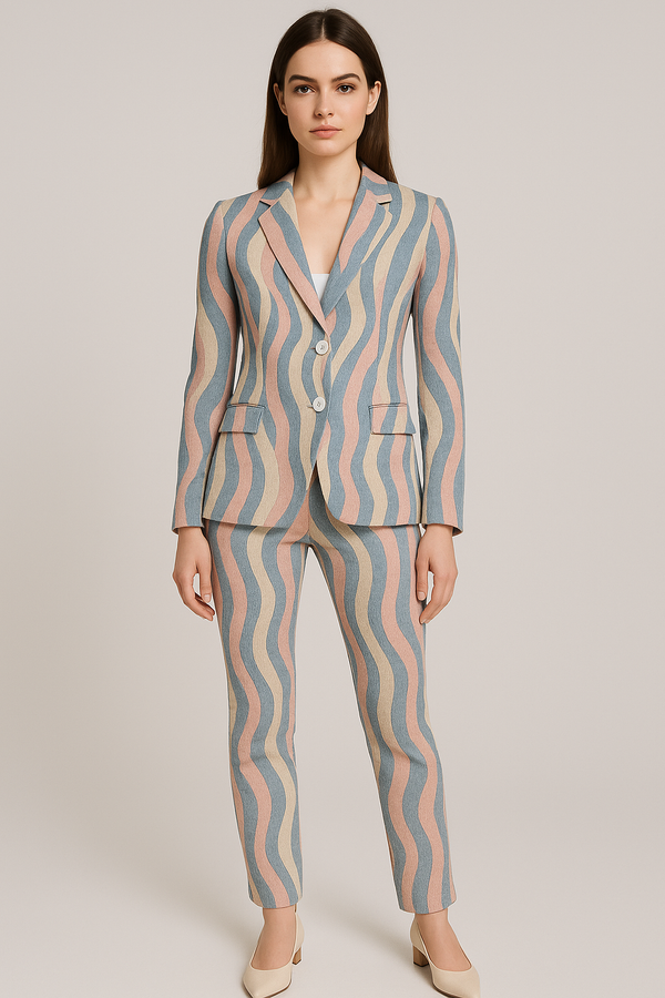 PASTEL ZEBRA PATTERN WOMEN'S SUIT JACKET MULTI