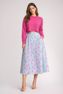 Pink & Blue Horses Midi Skirt Multi