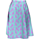 Pink & Blue Horses Midi Skirt Multi