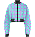 Pink Polka Dot Cropped Bomber Jacket Summer Turquoise
