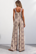 Purple Snake Print Women's Wide-Leg Jumpsuit Light Heather