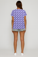 PURPLE FLORAL PATTERN WOMEN'S V-NECK T-SHIRT LIGHT LILAC