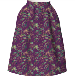 PURPLE & GREEN GINGKO NEOPRENE FULL SKIRT MULTI