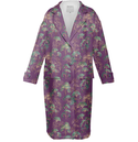 PURPLE & GREEN GINKGO NEOPRENE TRENCH COAT MULTI