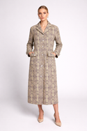 Purple Snake Print Women's Cotton Trench Coat Multi