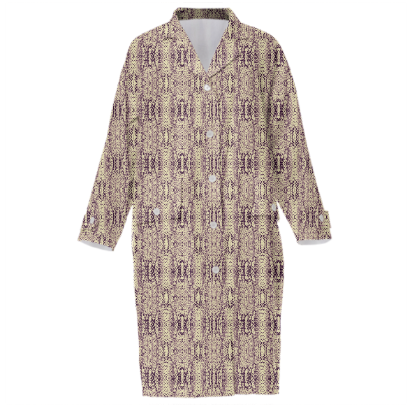 Purple Snake Print Women's Cotton Trench Coat Multi