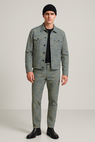 RANDOM GEO PATTERN MEN'S TROUSERS FEATHER GREY