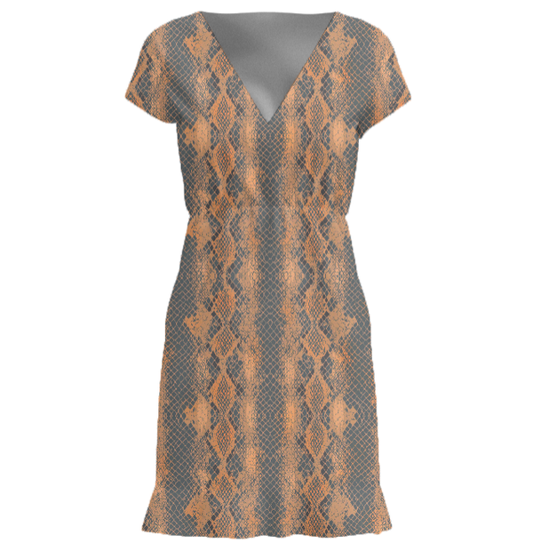 Snake Print Linen Dress Multi