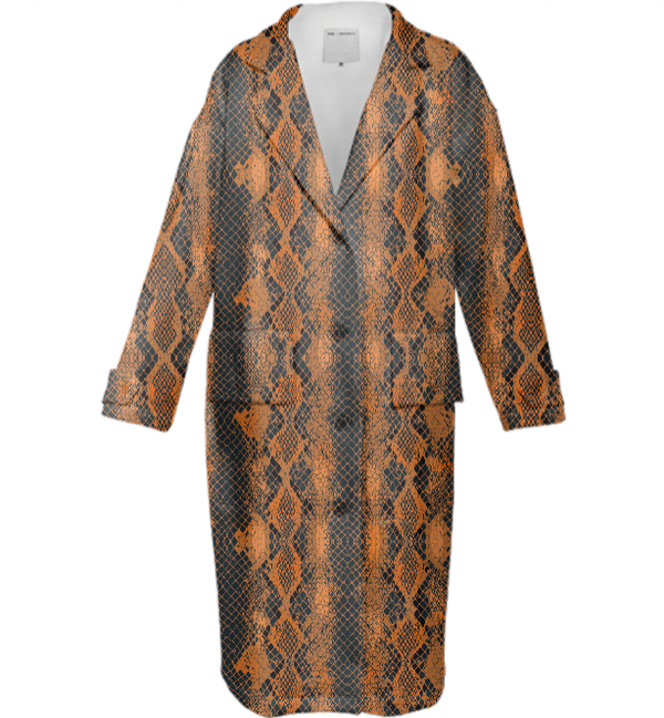 Snake Print Neoprene Trench Coat Multi