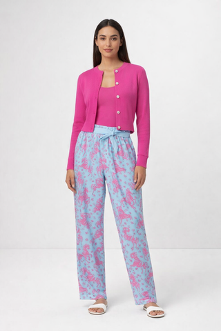 Solid Colour Women's Cashmere Cropped Cardigan Flower Show