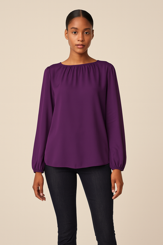 SOLID COLOUR WOMEN'S SILK TOP SUPERIOR PURPLE