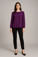 SOLID COLOUR WOMEN'S SILK TOP SUPERIOR PURPLE