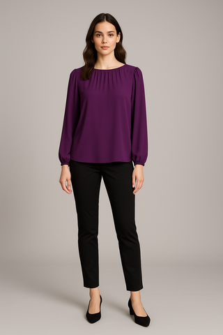 SOLID COLOUR WOMEN'S SILK TOP SUPERIOR PURPLE