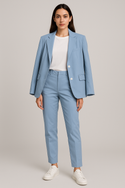 SOLID COLOUR WOMEN'S SUIT TROUSERS CORNFLOWER BLUE