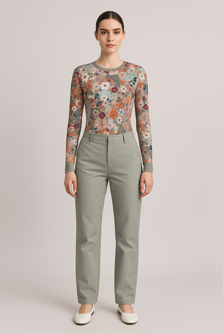 Solid Colour Women's Suit Trousers Grey Smoke