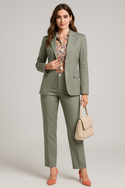 Solid Colour Women's Suit Jacket Grey Smoke