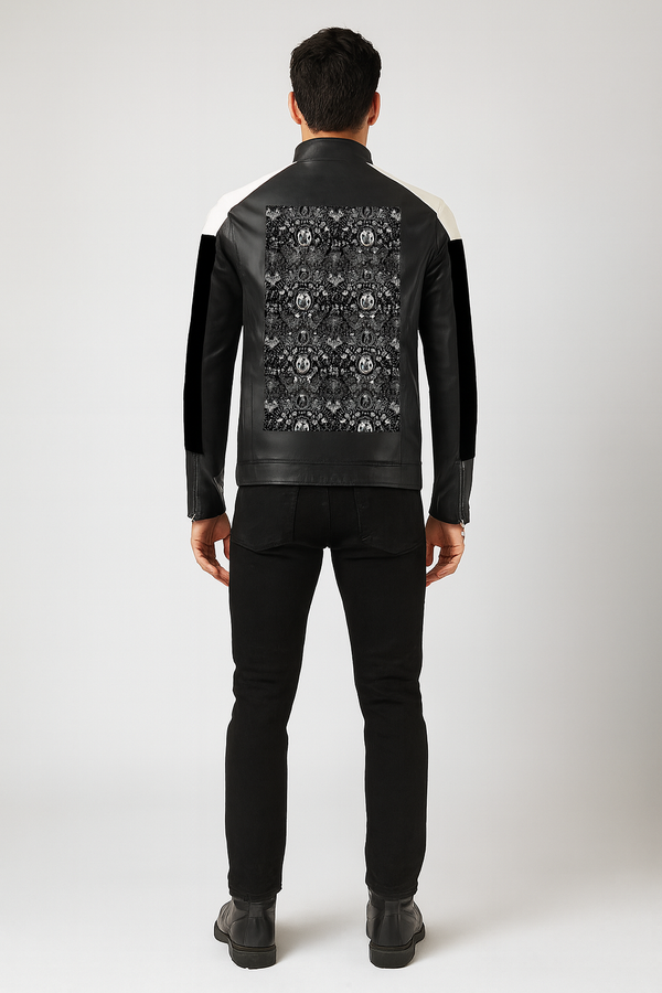 THE LOVERS MEN'S STAND-UP COLLAR BLOCK SLIM-FIT JACKET MULTI