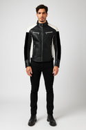 THE LOVERS MEN'S STAND-UP COLLAR BLOCK SLIM-FIT JACKET MULTI