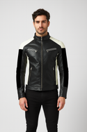 THE LOVERS MEN'S STAND-UP COLLAR BLOCK SLIM-FIT JACKET MULTI