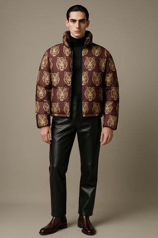 TIGER HEADS MEN'S PUFFER JACKET MUTED BURGUNDY