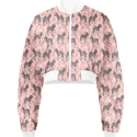 TROPICAL LEAVES & ZEBRAS CROPPED BOMBER JACKET MULTI