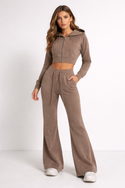 Vintage Washed Flared Fleece Pants Coffee