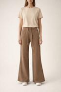 Vintage Washed Flared Fleece Pants Coffee